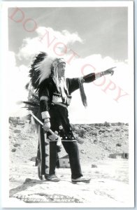 c1940s Tesuque Pueblo, NM RPPC Indian Ceremonial Dancer Native American PC A114