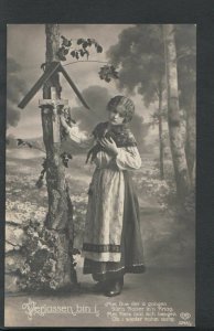 Religion Postcard - Verlassen Bin I - Lady Holding onto a Cross   T306