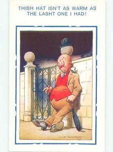 Bamforth Comic signed DRUNK MAN WAITING AT THE GATE AB9993@