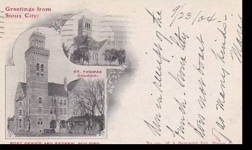 Iowa Sioux City St Thomas Church Post Office & Federal Building 1904