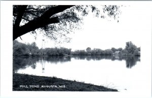 RPPC AUGUSTA, Wisconsin WI ~ MILL POND c1950s Eau Claire County Postcard