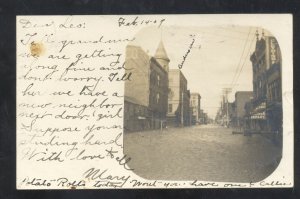 RPPC PORTSMOUTH OHIO DOWNTOWN STREET SCENE 1907 REAL PHOTO POSTCARD