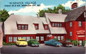 Linen Postcard Warwick Village Motel Hiway 50 and 63E Jefferson City, Missouri