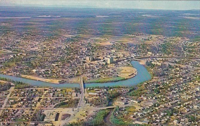 Alaska Fairbanks Aerial VIew Showing Chena River 1966