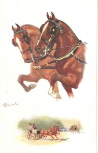 Norah Drummond. Horses. Man's Best Friend Tuck Oilette PC # 8650