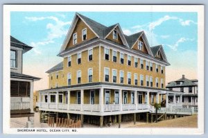 1920's OCEAN CITY MD SHOREHAM HOTEL BOARDWALK ANTIQUE BEACH POSTCARD