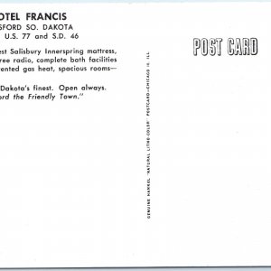 c1950s Beresford, SD Motel Francis Motor Lodge US Hwy 77 SD 46 Postcard Inn A170