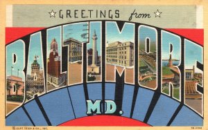 Vintage Postcard 1948 Greetings From Baltimore Maryland MD