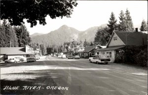 Blue River OR Street Scene c1950s Real Photo Postcard