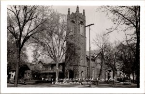 Real Photo Postcard First Congregational Church in Eau Claire, Wisconsin