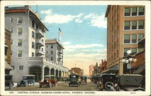 Phoenix AZ Central Ave Adams Hotel c1920 Postcard