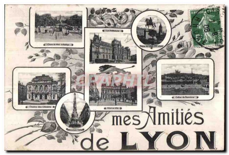 Old Postcard Lyon my Amities