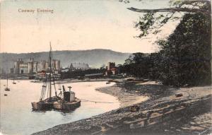 Conway Conwy Wales Fishing Beach Boat Castle Scenic View Antique Postcard J73178