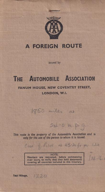 AA Automobile Association A Foreign Route French Travel Guide 1949 Book