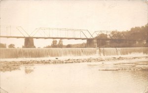 J49/ Mount Pleasant Iowa RPPC Postcard c1910 River Bridge Scene 317