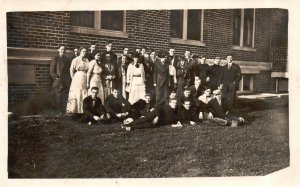 Vintage Postcard 1910's Group of Men and Women Students Class Reunion Picture 