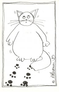 A funny cat Modern American, artist signed, postcard