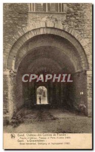 Postcard Old Gent Flanders Counts of Chateau d & # 39Interieur Porch Passage ...