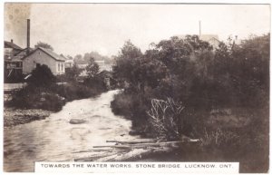 Towards The Water Works, Stone Bridge, Lucknow Ontario, Real Photo Postcard RPPC