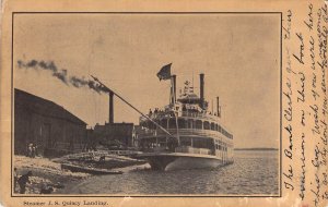 c.'07  River Boat Steamer J.S. , Quincy Landing ,Msg, IL,Old Post Card