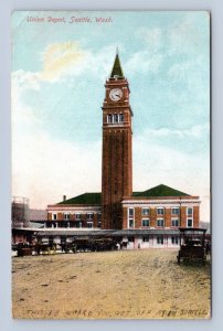 Union Railroad Depot Station Seattle Washington WA 1909 DB Postcard Q3