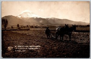 Mexico City Mexico 1950s RPPC Real Photo Postcard Volcano Popocatepetl