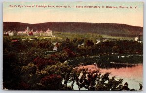 Eldridge Park Showing NY State Reformatory In Distance Elmira New York Postcard