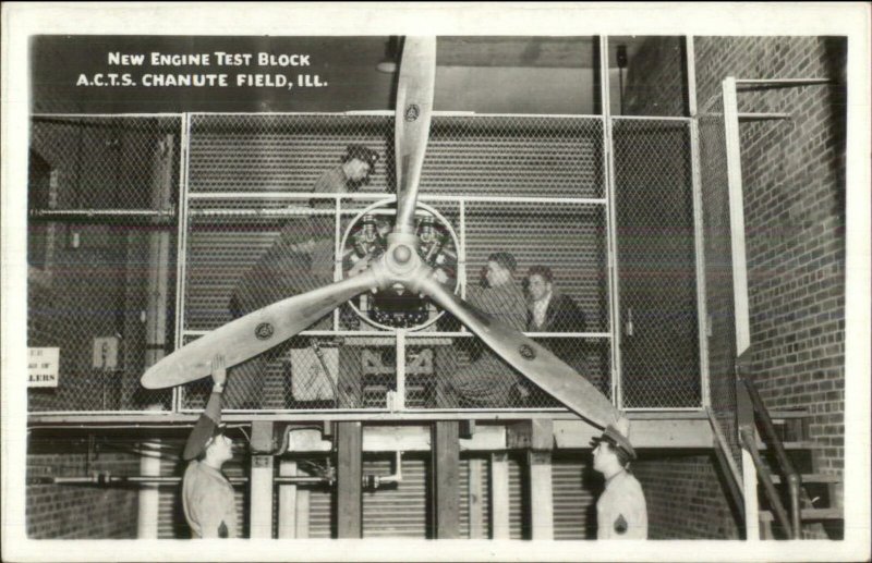 Chanute Field IL Propeller New Engine Test Block ACTS Real Photo Postcard