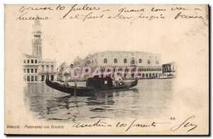 Italy Venezia Old Postcard Panorama Gondola con