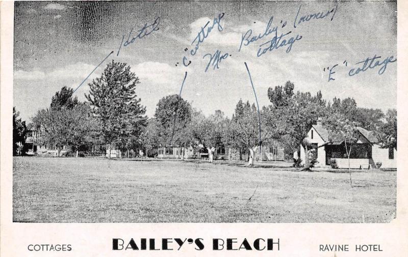 OXLEY ONTARIO CANADA RAVINE HOTEL & COTTAGES AT BAILEY'S BEACH POSTCARD