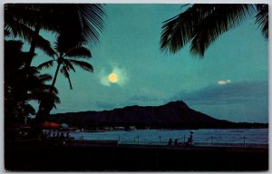 Waikiki Hawaii 1970s Northwest Orient Airlines Postcard Moonlight
