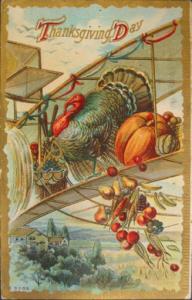 THANKSGIVING Turkey w Vegetables c1910 PC - NICE BORDER