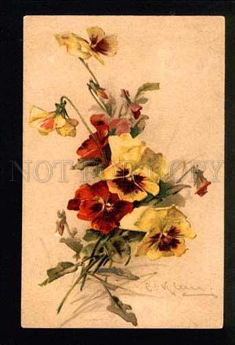 046885 Lovely PANSY Bouquet by C. KLEIN vintage GOM 1682 PC