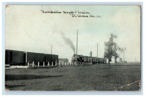 1919 Vandalia Depot & Train St. Elmo Illinois IL Osmono NE Posted Postcard 