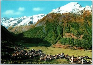 Valley Of Aosta - Cogne Panorama Background The Gran Paradiso Italy Postcard