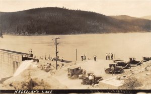 H25/ Nederland Colorado RPPC Postcard c1930s Lake Dam Automobiles