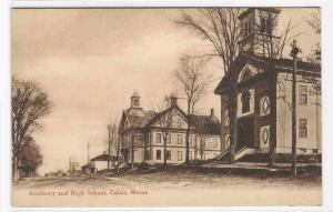 Academy & High School Calais Maine 1924 postcard