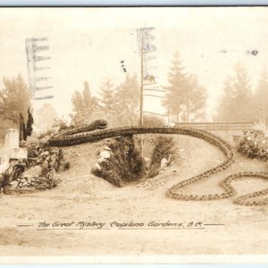 c1920s Vancouver, BC Capilano Gardens RPPC Great Mystery Christian Serpent A132