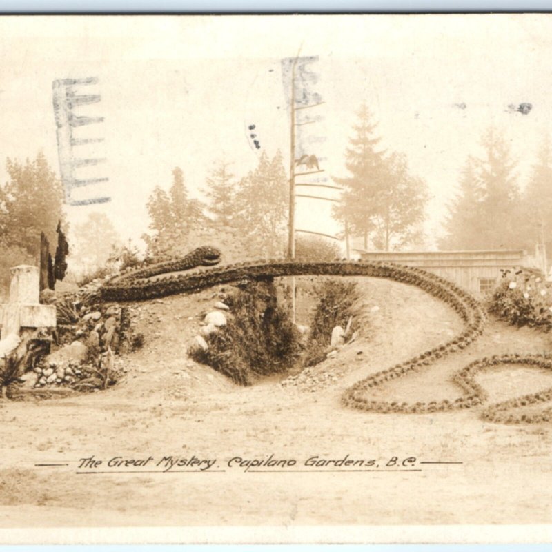 c1920s Vancouver, BC Capilano Gardens RPPC Great Mystery Christian Serpent A132