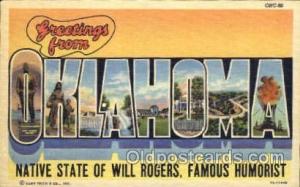 Large Letter State Greetings From Oklahoma Unused 