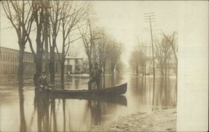 Flood Scene - Lansing or Flint? Flint Avenue March 8 1908 Real Photo Postcard
