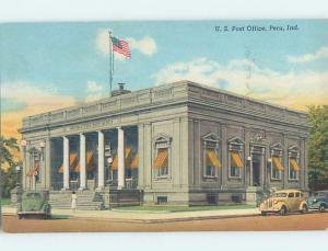 1940's OLD CARS AT POST OFFICE Peru Indiana IN d9045