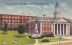 Main Building High School and Monument Webster Massachusetts