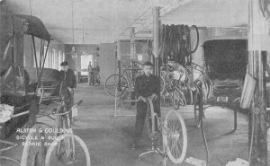 WORCESTER MASSACHUSETTS~ALSTEN & GOULDING BICYCLE & BUGGY REPAIR SHOP POSTCARD