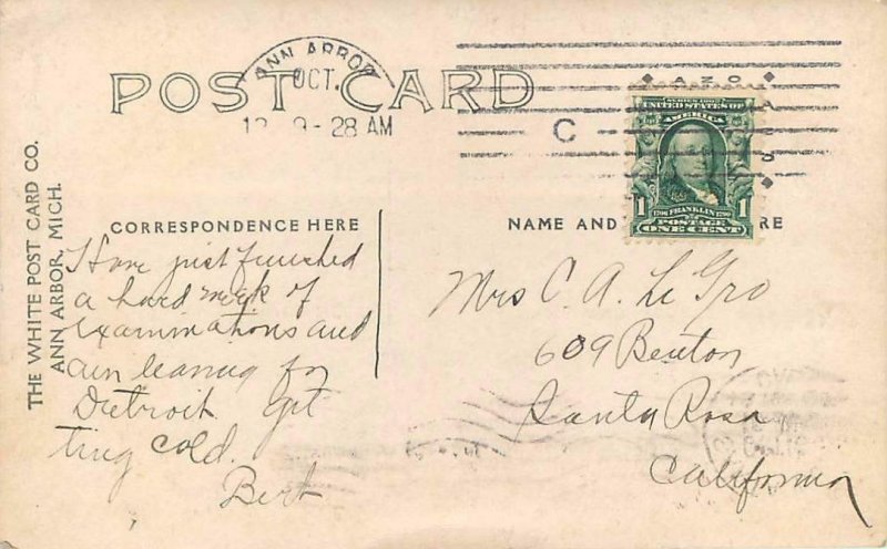 RPPC  ANN ARBOR, MI   University of Michigan  LIBRARY   ca 1907-1909   Postcard