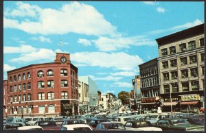 Vermont RUTLAND Merchants Row from Central Plaza older cars Chrome 1950s-1970s