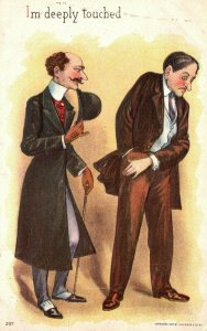 Vintage Postcard 1911 I'm Deeply Touched Two Men in Conversation
