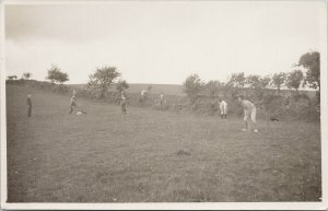 Young Boys Playing Cricket or Baseball ?? Unused RPPC Postcard F63