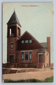 J95/ Strasburg Ohio Postcard c1910 U.B. Church Building  83