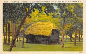 Thatched Roof Hut Reconstructed in Fort Raleigh Roanoke Island, North Carolin...